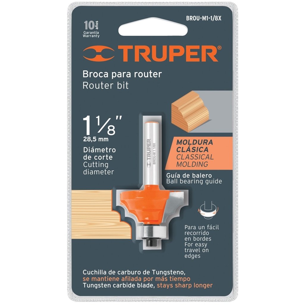 Broca para router, moldura clásica, 1-1/8