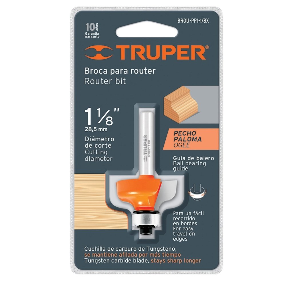 Broca para router, pecho paloma, 1-1/8