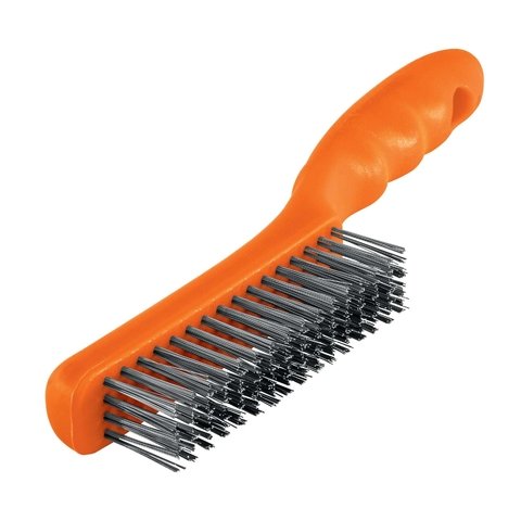 Cepillo De Alambre De Acero Inoxidable VEWERK 7011 - 260mm, Mango Soft Grip, Para Limpieza Dura