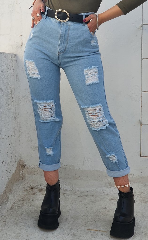 Jean Mom Ripped con Rotura – Uma y Mora Indumentaria