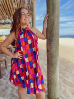 Vestido trapezio quadriculado