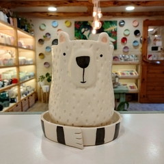 MACETA OSO XL RAYAS B Y N
