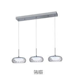Colgante cromo y tulipas de cristal abrillantado