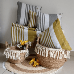 cesta decorativa con flecos grande - comprar online