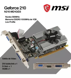 PLACA DE VIDEO MSI GEFORCE 210 1GB DDR3 - comprar online