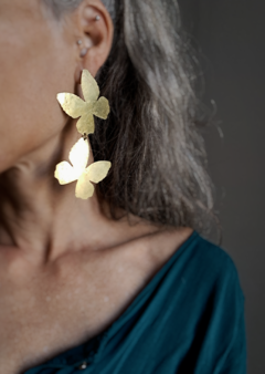 Imagen de Aros mariposa doble ▽ Bronce