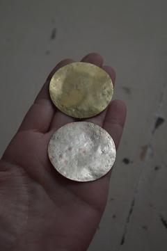 Aros Asimétricos Sol y Luna L ▽ Plata y bronce - tienda online