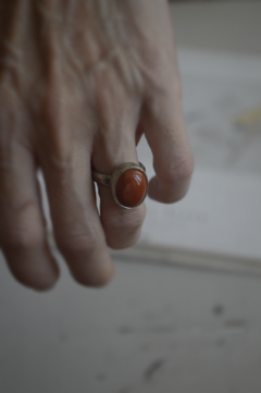 Anillo Mineral Jaspe Rojo ▽ Listo para entregar en internet