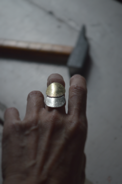 Anillo sol y luna bronce fusión plata ▽ Listo para entregar - comprar online