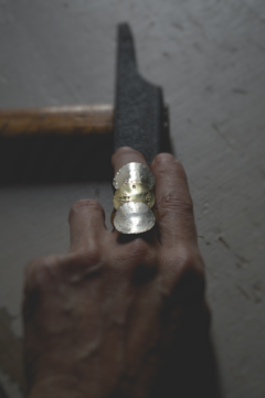 Anillo sol y luna bronce fusión plata 3 ▽ Listo para entregar