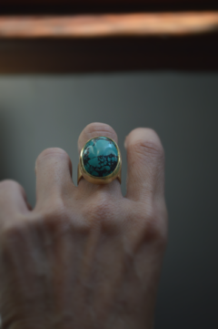 Anillo Mineral Turquesa reconstituida ▽ Listo para entregar