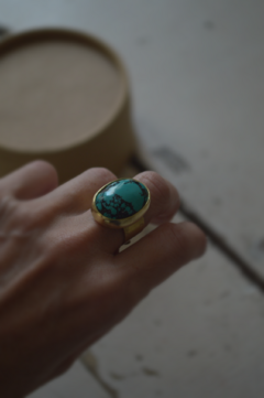 Anillo Mineral Turquesa reconstituida ▽ Listo para entregar - Marcapiel
