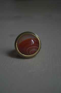 Anillo Mineral ágata cornalina▽ Listo para entregar