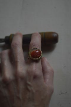 Anillo Mineral ágata cornalina▽ Listo para entregar en internet