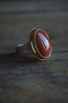 Anillo Mineral Jaspe Rojo ▽ Listo para entregar en internet