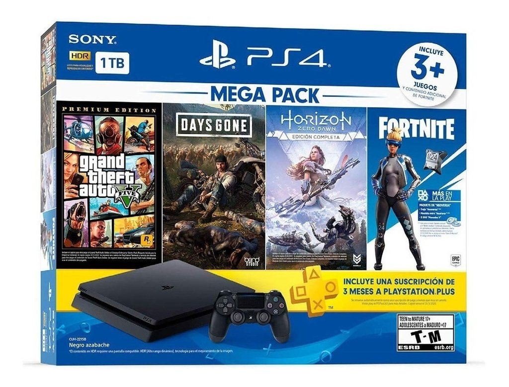 Consola Ps4 3 Juegos 1 Voucher Fornite 1 Joystick Ps4