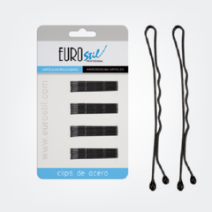 Euro Stil Carton x 24 Clips ondulados 5cm Negro x 1