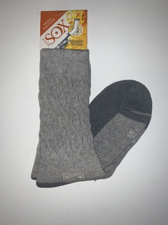 Media SOX Algodon trenzado Gris y Blanco o Gris Plomo y Gris claro UNISEX en internet
