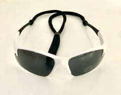 Lentes  medio Marco color Blanco cristal Negro  con vivos Negros UV400 Protection Unisex Bicicleta Running modelo Roma - Antideslizante con Sujetador