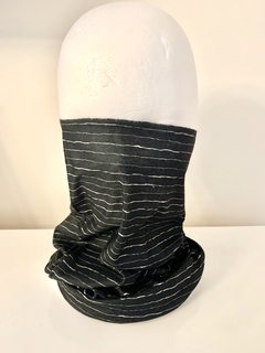 Cuello Multifuncion Tipo Buff SIN COSTURA Negro con rayas blancas UNISEX - tienda online
