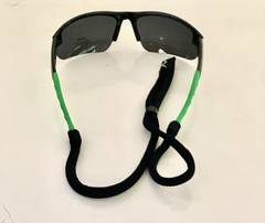 Lentes  medio Marco color Negro cristal Negro  y vivos Verdes UV400 Protection Unisex Bicicleta Running modelo Roma - Antideslizante con Sujetador - FotoRun Shop