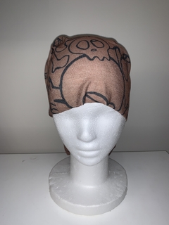 Cuello Multifuncion Tipo Buff SIN COSTURA Beige con Calaveras negro  UNISEX en internet