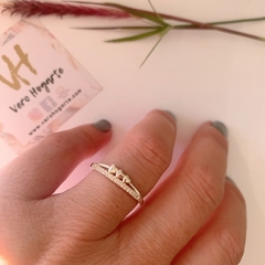 anillo tres corazones y micro circones - comprar online