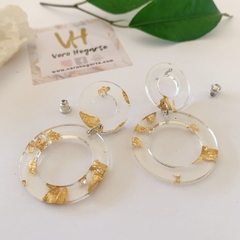 Aros circunferencias transparentes con foil dorado