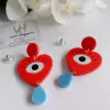 Aros corazón rojo con gotas