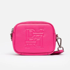 bandolera cuero fucsia
