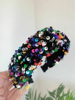 Cintillo negro con lentejuelas de colores - Vero Hogarte