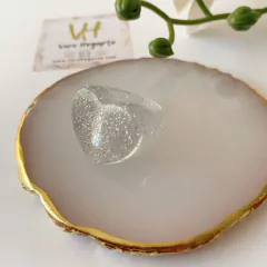 Anillo acrílico transparente escarchado plata - comprar online