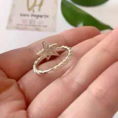 Anillo estrella con micro circón - tienda online