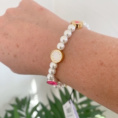 Pulsera perlas con logo - tienda online