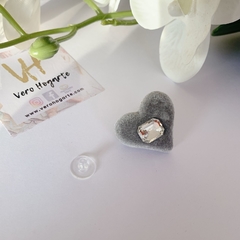 Aro corazón terciopelo gris - tienda online