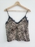 Musculosa Kendra animal print con encaje (saten)
