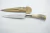 Cuchillo con cabo en Ciervo y detalles en Alpaca Especial - Vaina de Cuero Crudo (Cod: L42014/14)