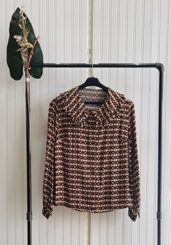 CAMISA CUELLO BOBO POPLIN (MINI GEO). - comprar online