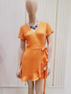 VESTIDO CRUZADO DE LINO. - tienda online