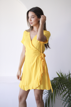 VESTIDO CRUZADO DE LINO. - tienda online