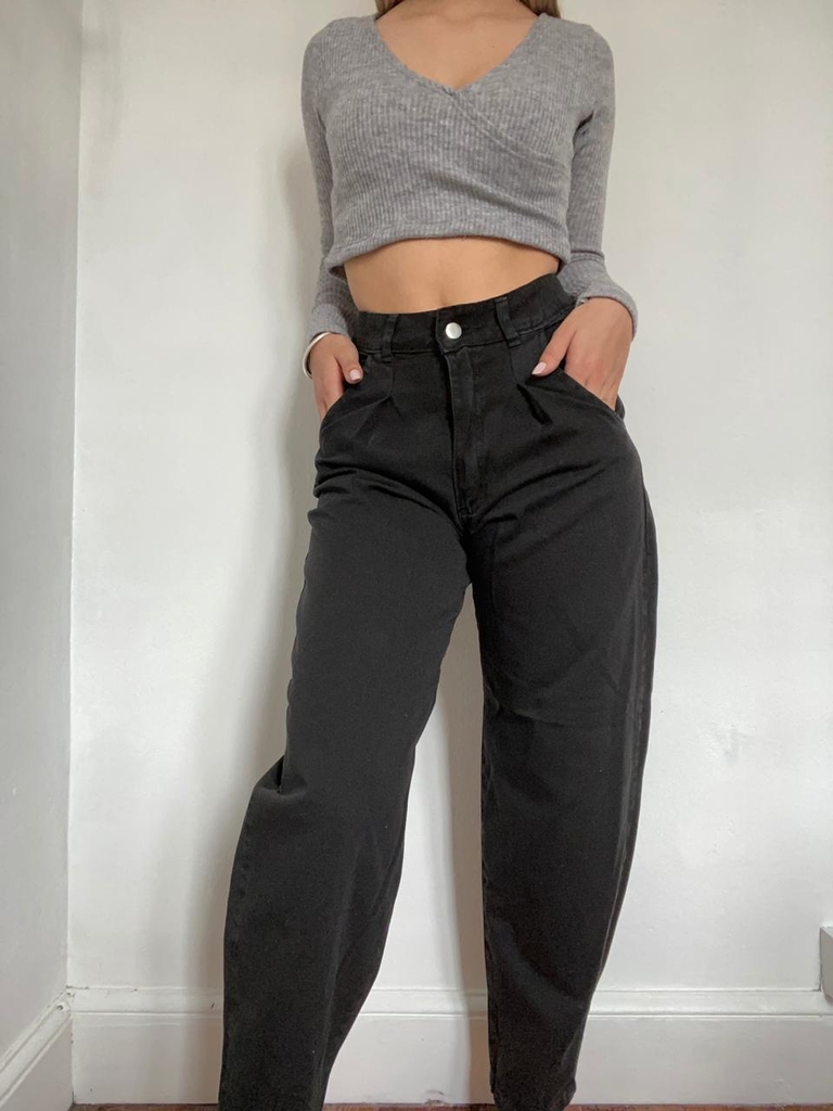 Pantalón Jeans Slouchy con Bolsillos Negro – ESTILO