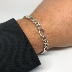 Pulsera para hombre de plata eslabones 3 por 1