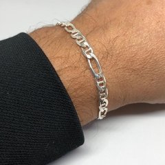 Pulsera para hombre de plata eslabones 3 por 1 con diseño