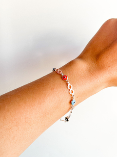 Pulsera de plata infinito con piedras de colores