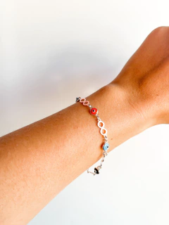 Pulsera de plata infinito con piedras de colores