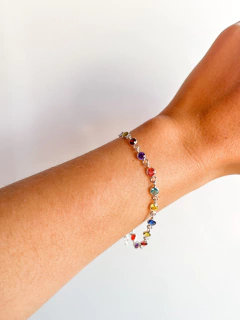 Pulsera de plata con piedras de colores