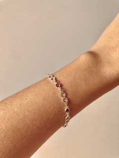 Pulsera de plata con cubic engarzados rojo