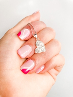 Dije de plata 925 corazon con cubics engarzados