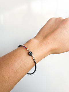 Pulsera de plata y cristales de colores - Ojo