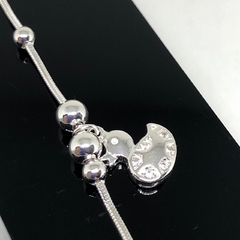 Pulsera de plata rodinada con dijes patitos con cubic - comprar online